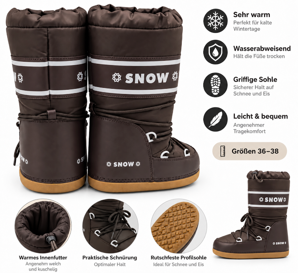 Snowboots Schneeschuhe Winterstiefel Warm Größe 36-38
