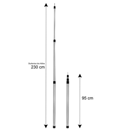 Zelt Teleskopstange Alu 230 cm – Aufstellstange für Heckzelt, verstellbar von 95 cm bis 230 cm - Outdoor Alm
