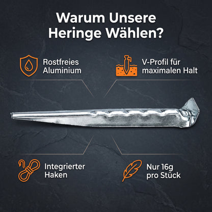 Heringe 5 St Aluminium 18 cm Ultraleicht Erdnägel 16 g Hering