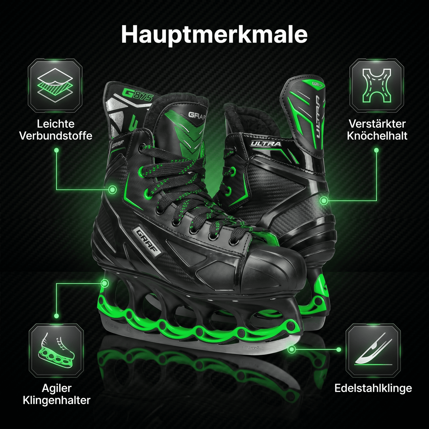 tblade Schlittschuhe Graf Ultra G875 Green t blade Edition kaufen - Hochwertige Eislaufschuhe für optimale Performance