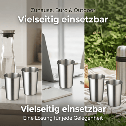 Edelstahl Becher 2 Pack Trinkbecher 350 ml ohne Griff Stapelbar Kaffeebecher
