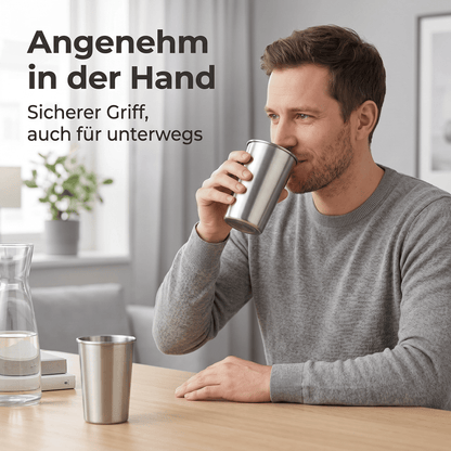Edelstahl Becher 2 Pack Trinkbecher 350 ml ohne Griff Stapelbar Kaffeebecher
