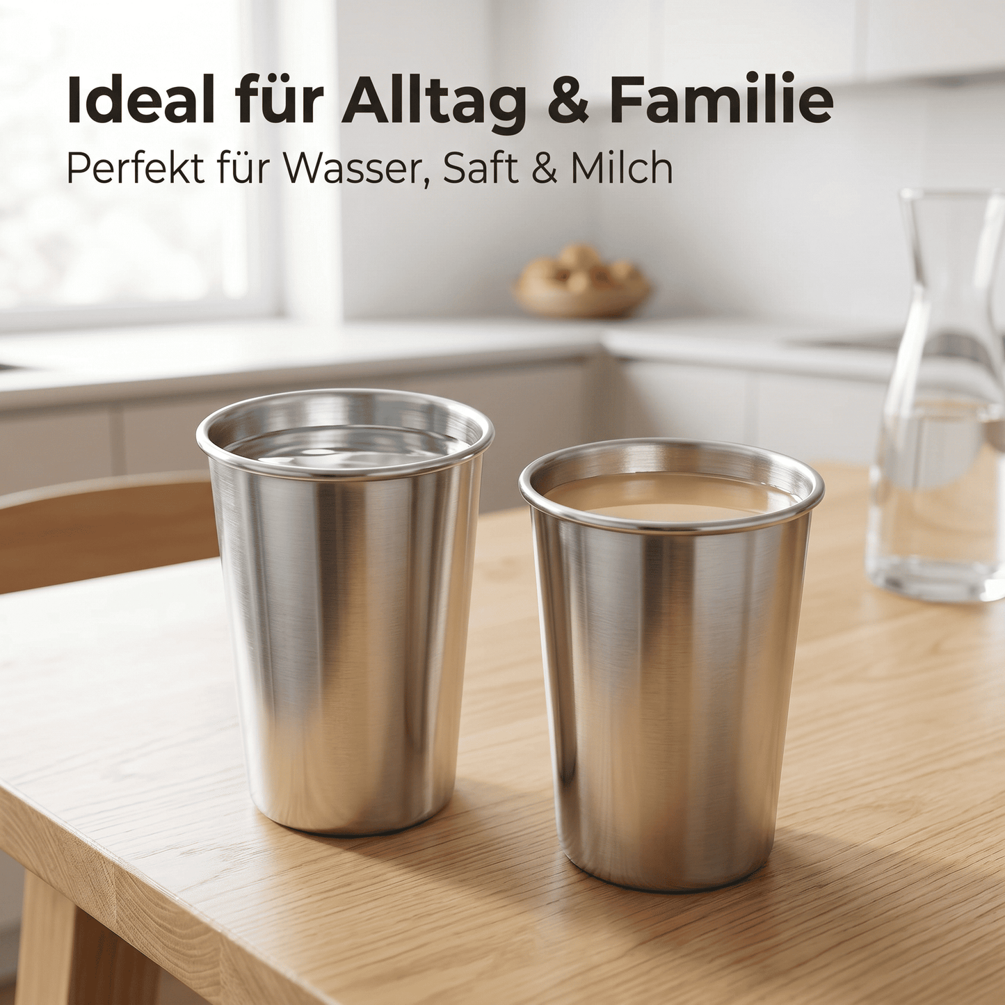 Edelstahl Becher 2 Pack Trinkbecher 350 ml ohne Griff Stapelbar Kaffeebecher
