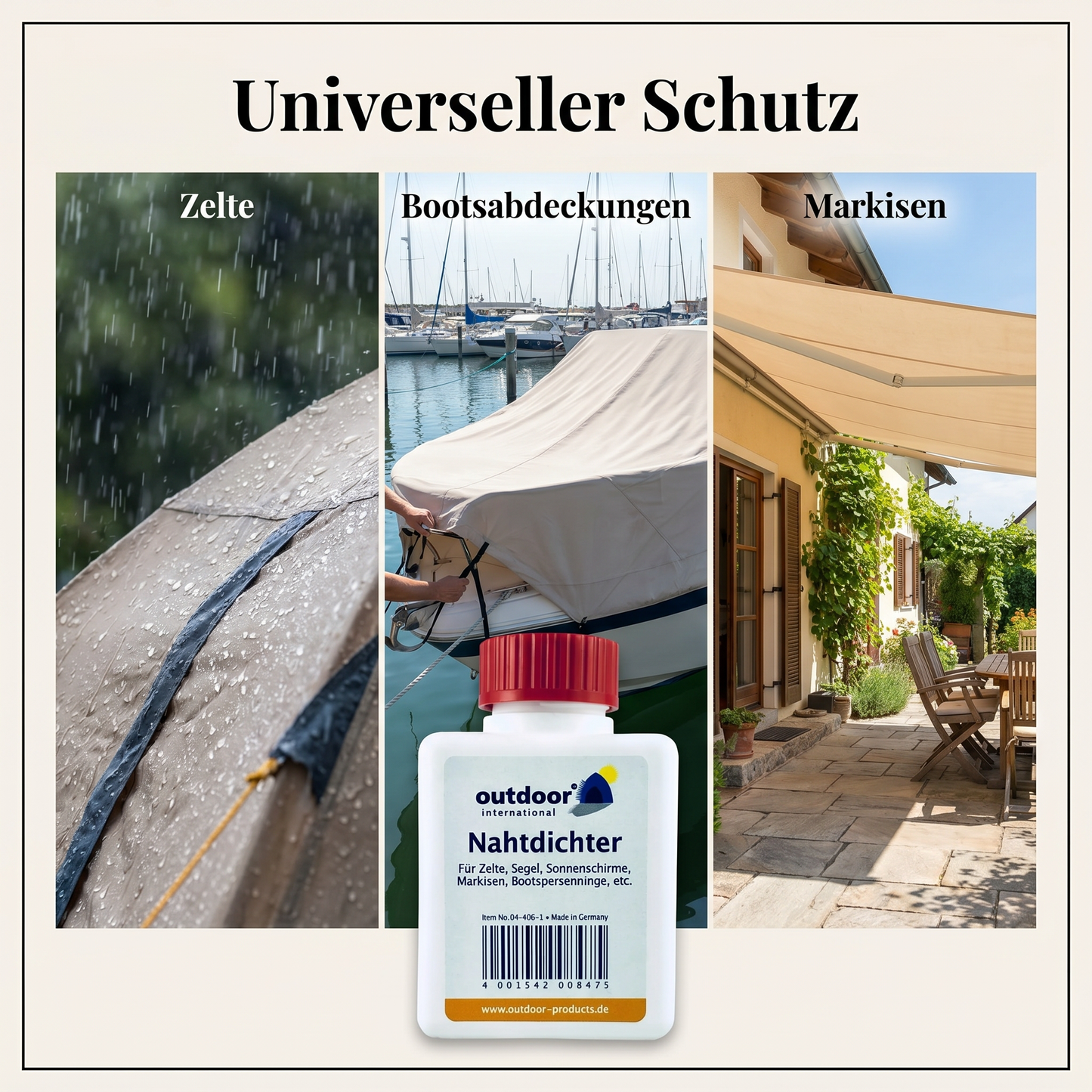 Nahtdichter für Outdoor 100ml – Ideal für Zelt, Segel, Bootspersenninge, Markisen und Sonnenschirme