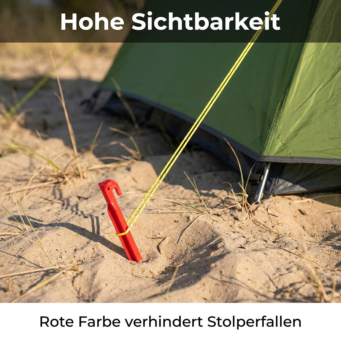 Zelt-Heringe Kunststoff 30 cm - 5 Stück Rot, ultraleichte Erdnägel für Ihr Zelt