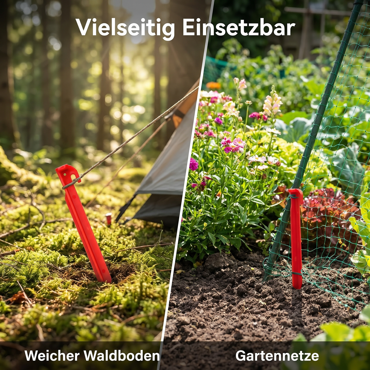 Zelt-Heringe Kunststoff 30 cm - 5 Stück Rot, ultraleichte Erdnägel für Ihr Zelt