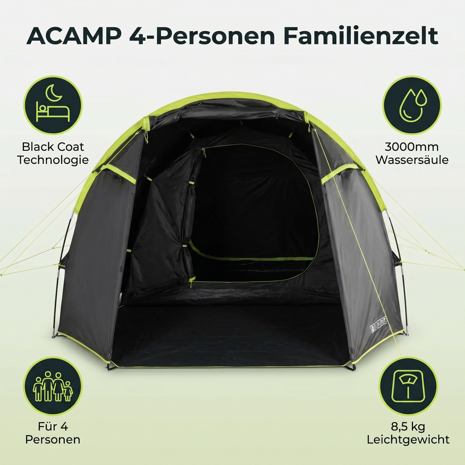 Zelt 4 Personen 3000 mm Wassersäule Campingzelt Fammilienzelt – Outdoor Alm