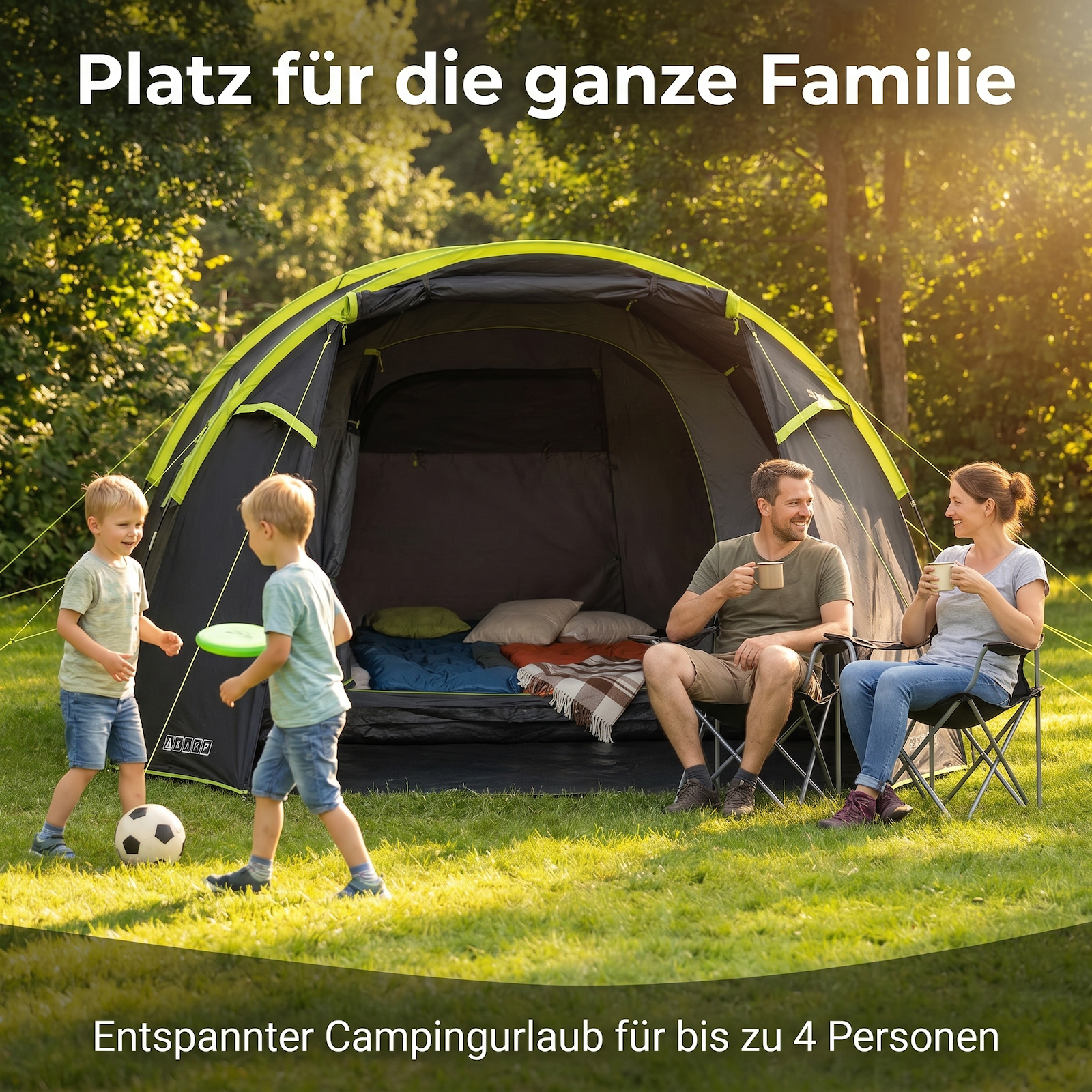 Zelt 4 Personen 3000 mm Wassersäule Campingzelt Fammilienzelt – Outdoor Alm