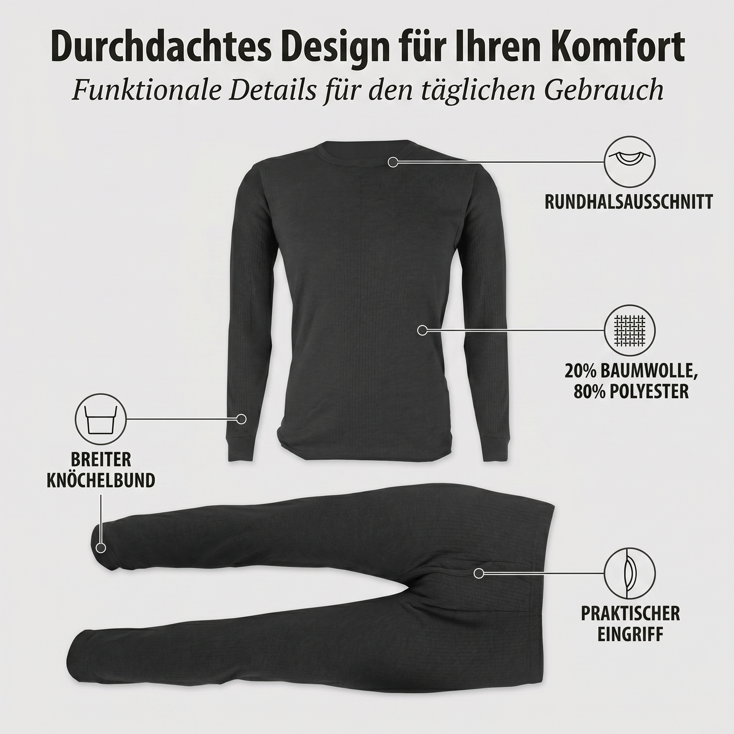 Thermo Unterwäsche Set  Hose und Oberteil  Größe M / L  Thermounterwäsche