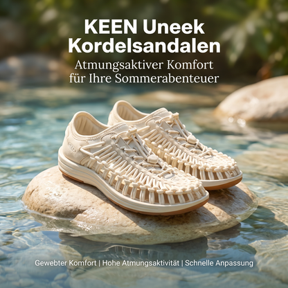 Weiße Damen Sandalen-Sneaker auf Stein mit Kordel-Obermaterial und Flachsohle