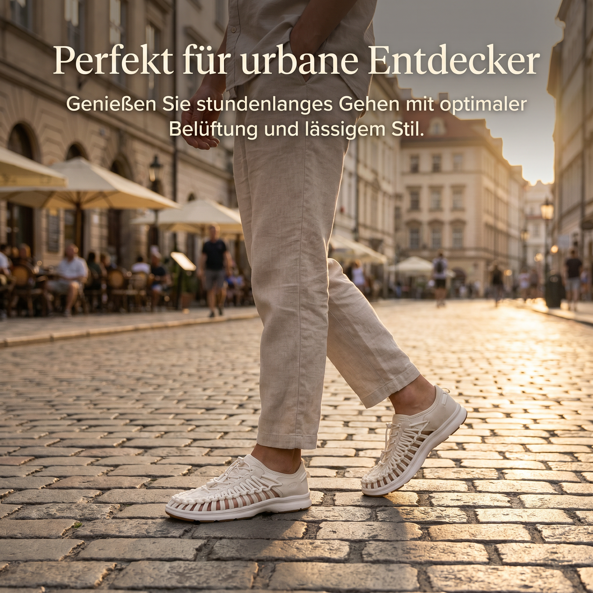 Weiße Damen Sandalen-Sneaker am Fuß mit geschnürtem Kordel-Oberteil