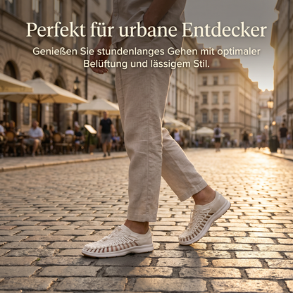 Weiße Damen Sandalen-Sneaker am Fuß mit geschnürtem Kordel-Oberteil