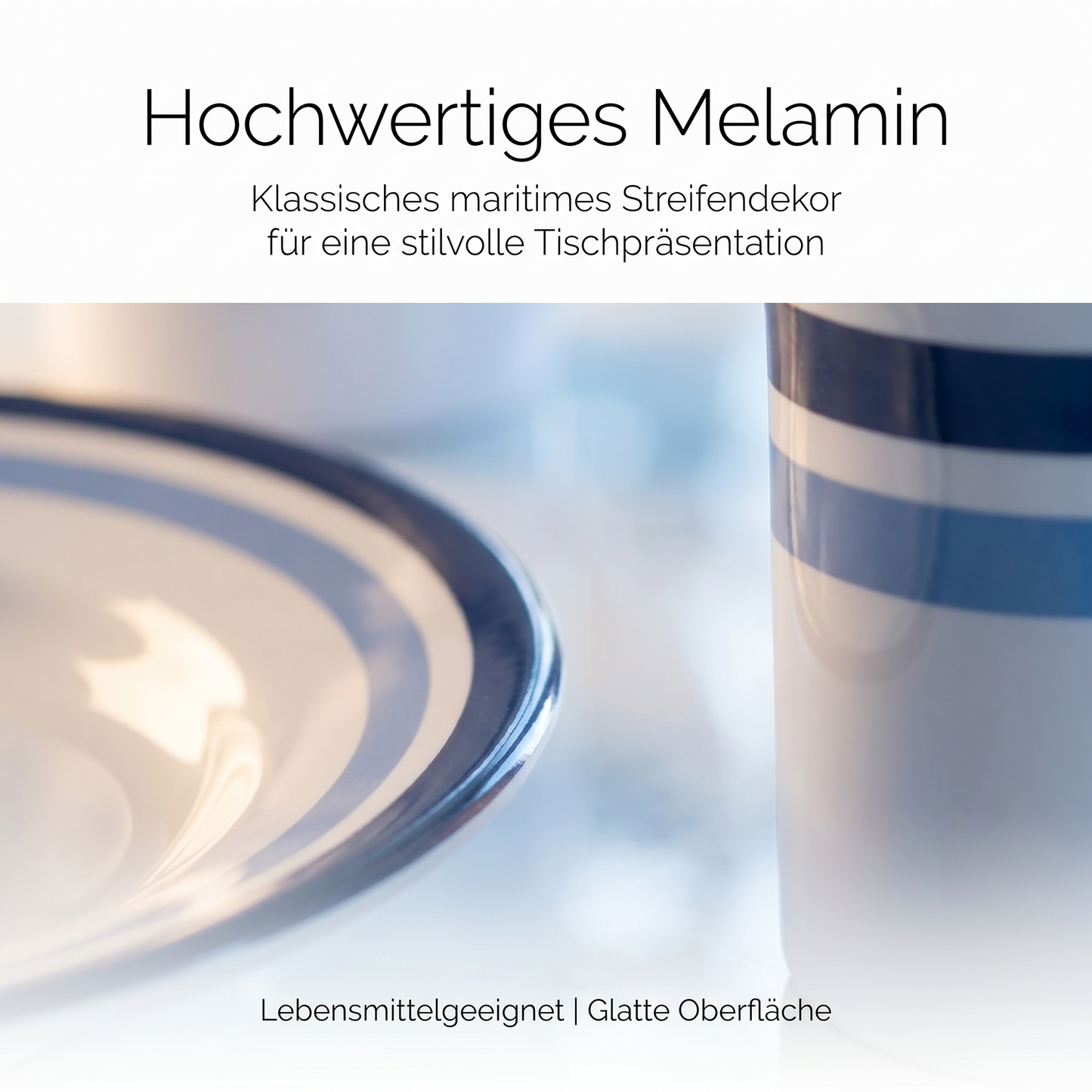 Geschirr Set 16 teilig Melamin Tasse Teller Suppenteller Dessertteller