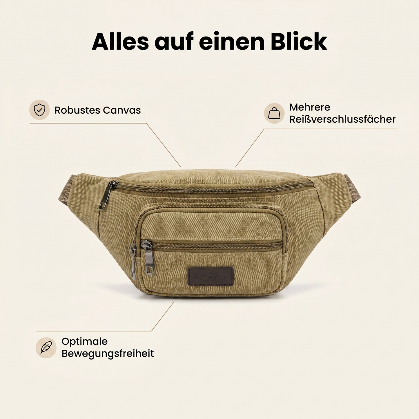 Bauchtasche Gürteltasche Hüfttasche Oliv Umhängetasche Crossbag