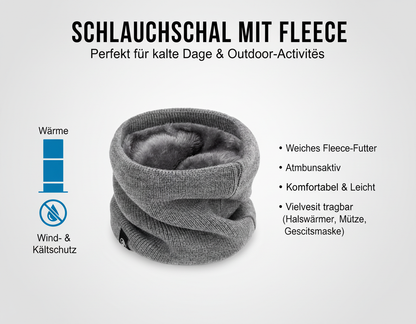 Schlauchschal mit Fleece Futter Superwarm Ski Schal Grau