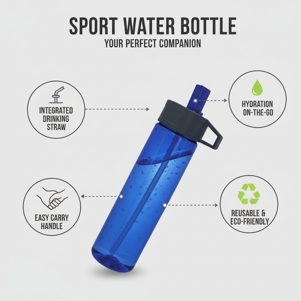 Trinkflasche BPA frei Sport 0,75 L mit Trinkhalm für Freizeit und Aktivitäten