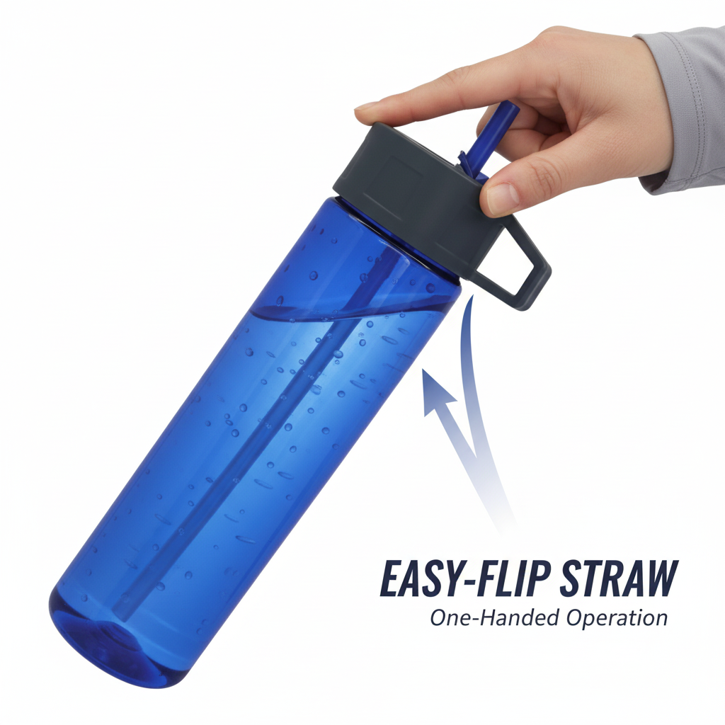 Trinkflasche BPA frei Sport 0,75 L mit Trinkhalm für Freizeit und Aktivitäten