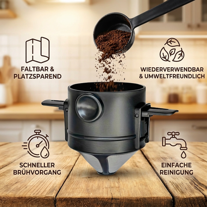 Kaffee Filter Camping mit Edelstahl Dauerfilter als Becheraufsatz