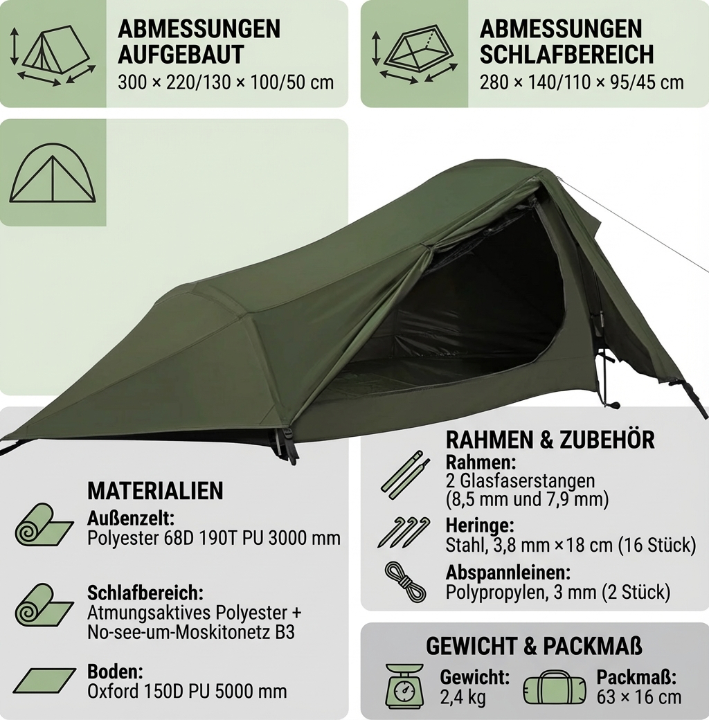 Trekking Backpacking Zelt NC2502 2 Personen Zelt Camping