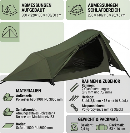 Trekking Backpacking Zelt NC2502 2 Personen Zelt Camping