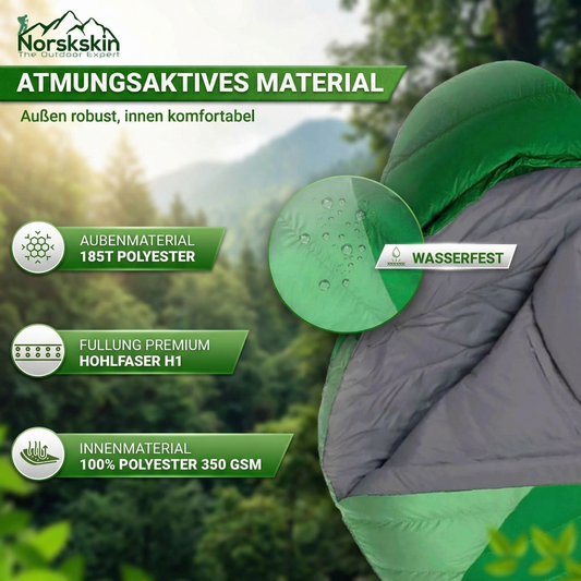 Norskskin Mumienschlafsack Taiga für 4 Jahreszeiten – Kopfkissenfach