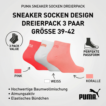 Sneaker Socken Puma Rosa Größe 39-42 Strumpf Socke