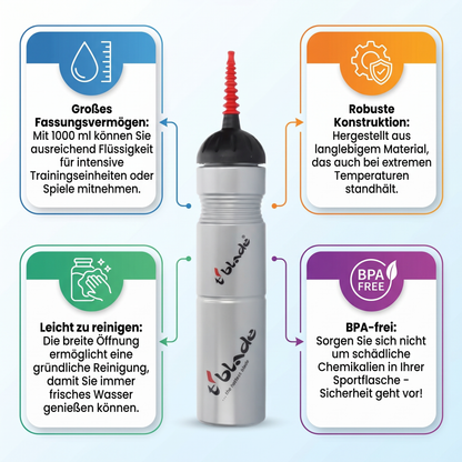 t-blade Trinkflasche Eishockey 1L – Robuste Sportflasche 1000 ml für aktive Nutzung