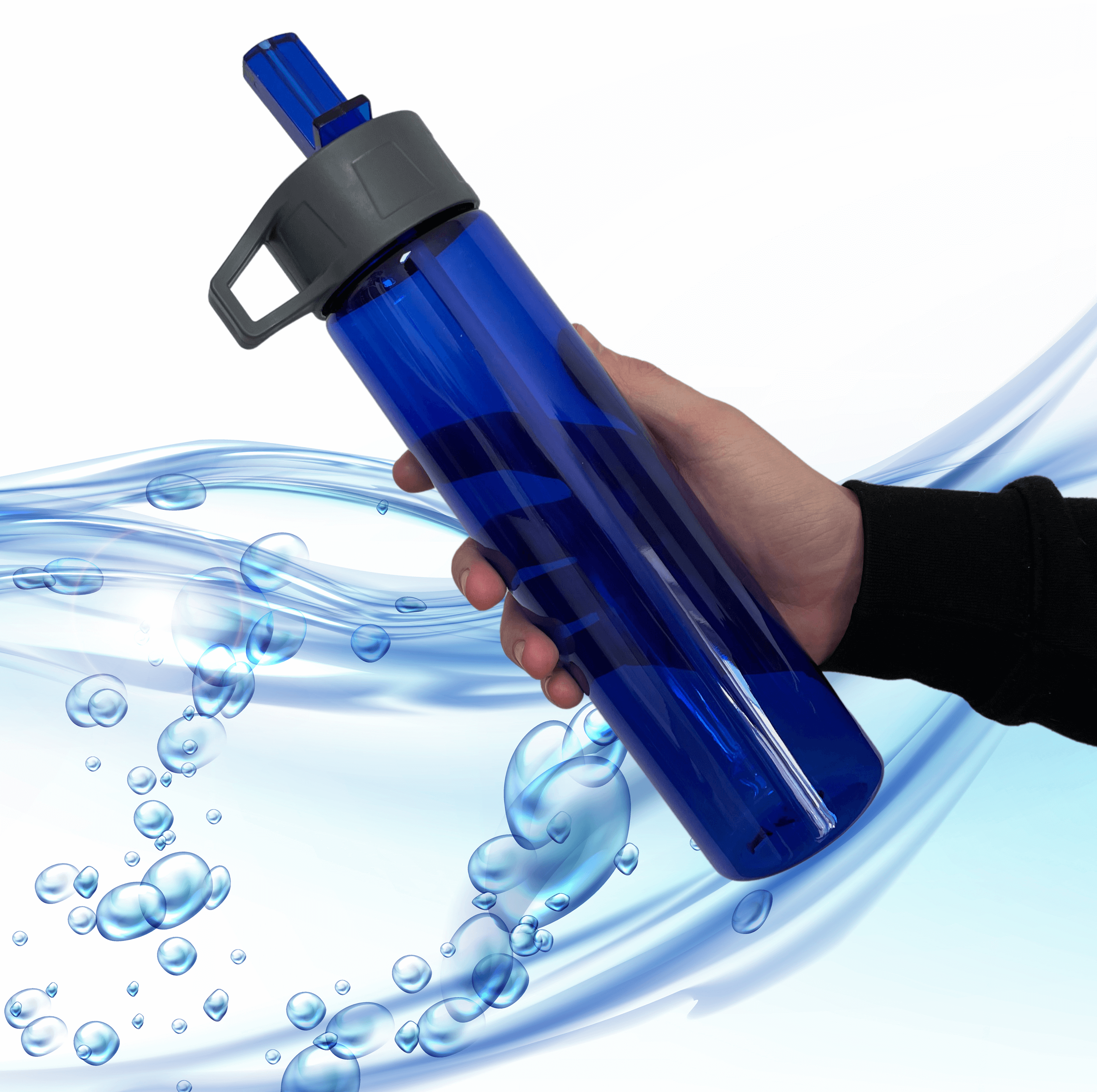 Trinkflasche BPA Frei Flasche für Sport Freizeit 0,75 L mit Trinkhalm